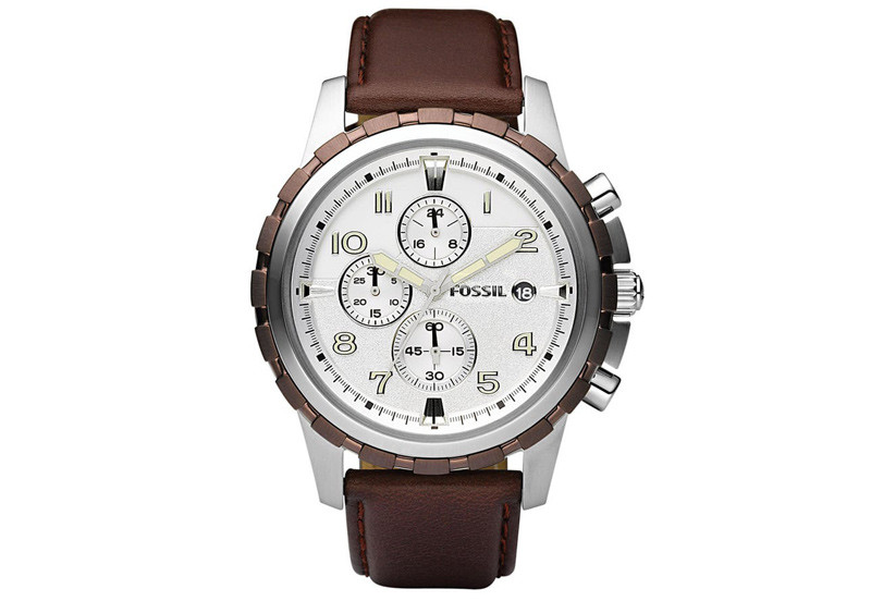 Watch strap Fossil FS4543 Leather Brown 22mm